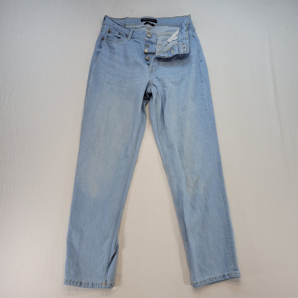 Aeropostale Mom Jeans Women 2 Regular Light Wash High Rise Button Fly Denim